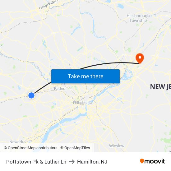 Pottstown Pk & Luther Ln to Hamilton, NJ map