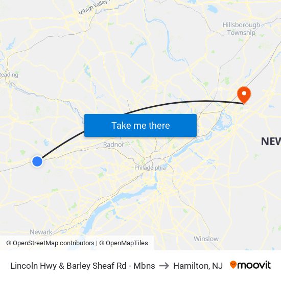 Lincoln Hwy & Barley Sheaf Rd - Mbns to Hamilton, NJ map