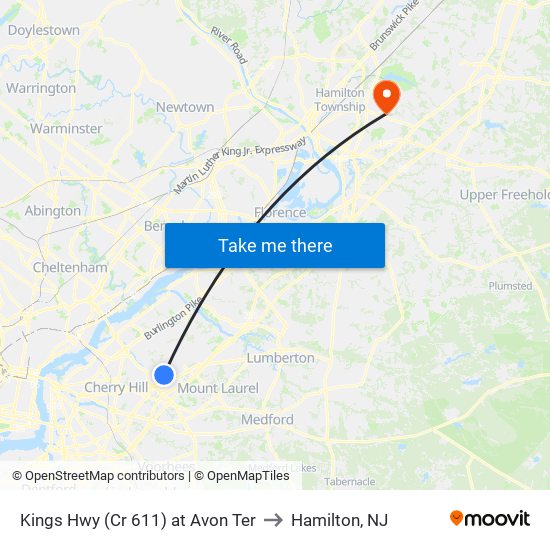 Kings Hwy (Cr 611) at Avon Ter to Hamilton, NJ map