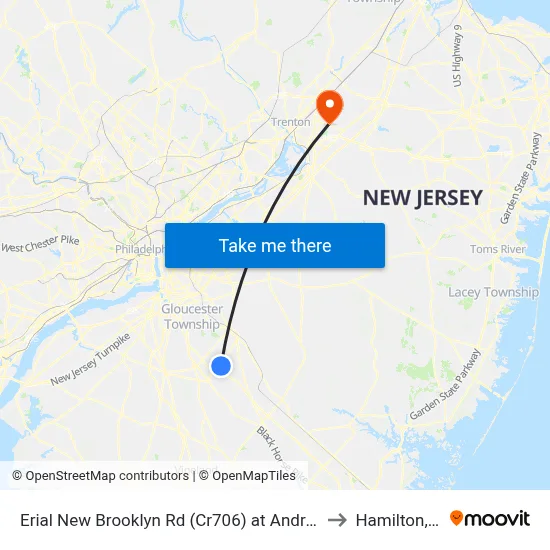 Erial New Brooklyn Rd (Cr706) at Andrews Rd to Hamilton, NJ map