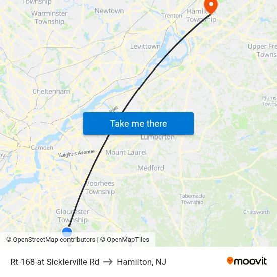 Rt-168 at Sicklerville Rd to Hamilton, NJ map
