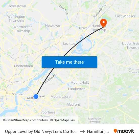 Upper Level by Old Navy/Lens Crafters to Hamilton, NJ map