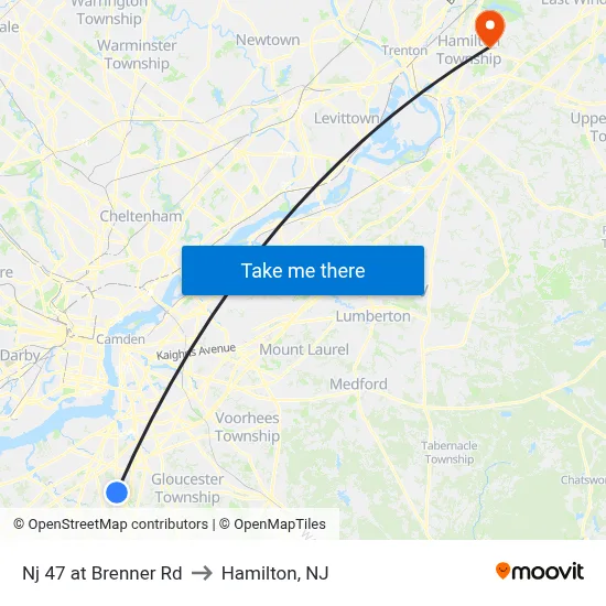 Nj 47 at Brenner Rd to Hamilton, NJ map