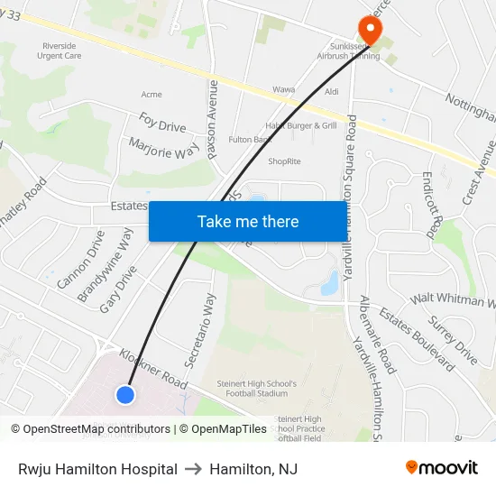 Rwju Hamilton Hospital to Hamilton, NJ map