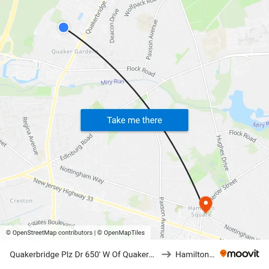 Quakerbridge Plz Dr 650' W Of Quakerbridge Rd to Hamilton, NJ map