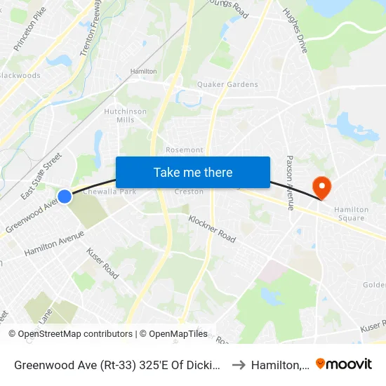 Greenwood Ave (Rt-33) 325'E Of Dickinson Ave to Hamilton, NJ map