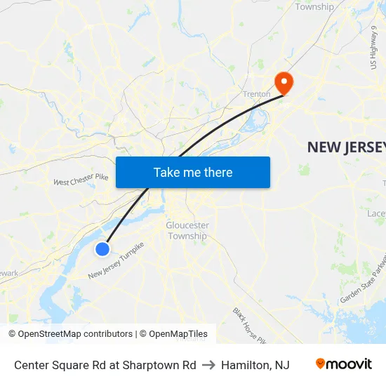 Center Square Rd at Sharptown Rd to Hamilton, NJ map