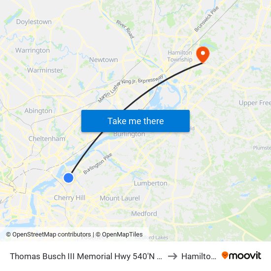 Thomas Busch III Memorial Hwy 540'N Of National H# to Hamilton, NJ map