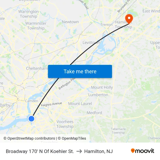 Broadway 170' N Of Koehler St. to Hamilton, NJ map