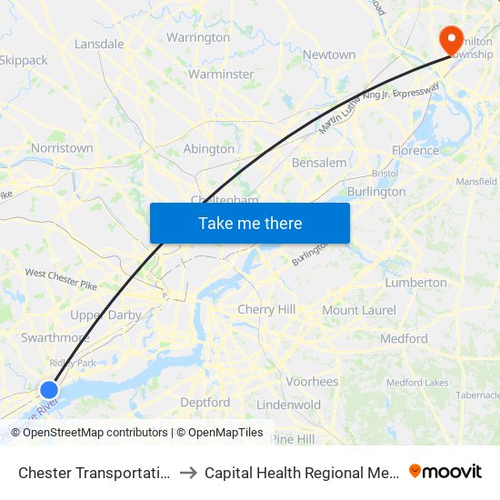 Chester Transportation Center to Capital Health Regional Medical Center map