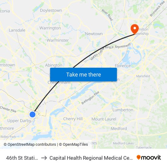 46th St Station to Capital Health Regional Medical Center map