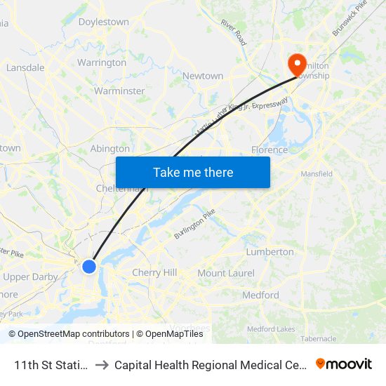 11th St Station to Capital Health Regional Medical Center map