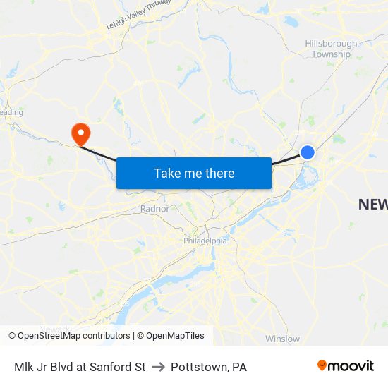 Mlk Jr Blvd at Sanford St to Pottstown, PA map