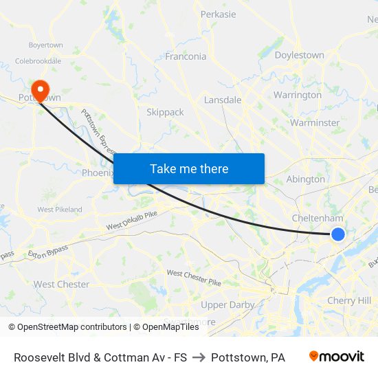 Roosevelt Blvd & Cottman Av - FS to Pottstown, PA map