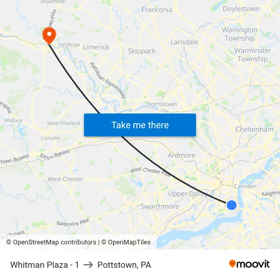 Whitman Plaza - 1 to Pottstown, PA map