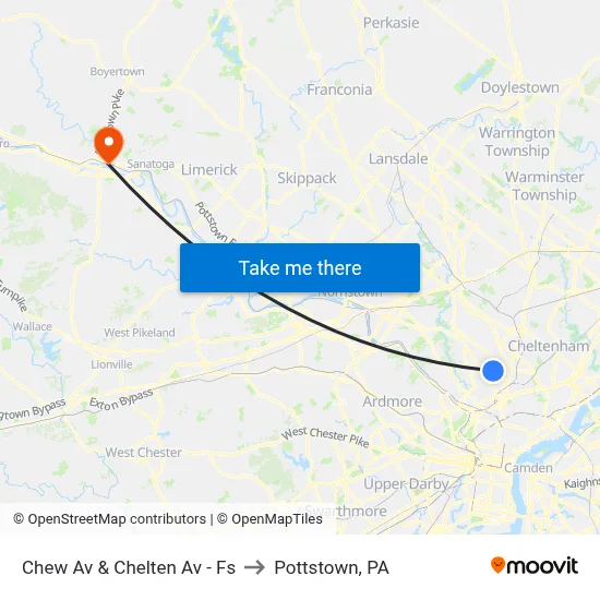 Chew Av & Chelten Av - Fs to Pottstown, PA map