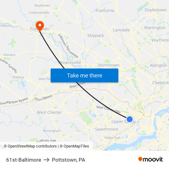 61st-Baltimore to Pottstown, PA map