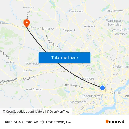 40th St & Girard Av to Pottstown, PA map