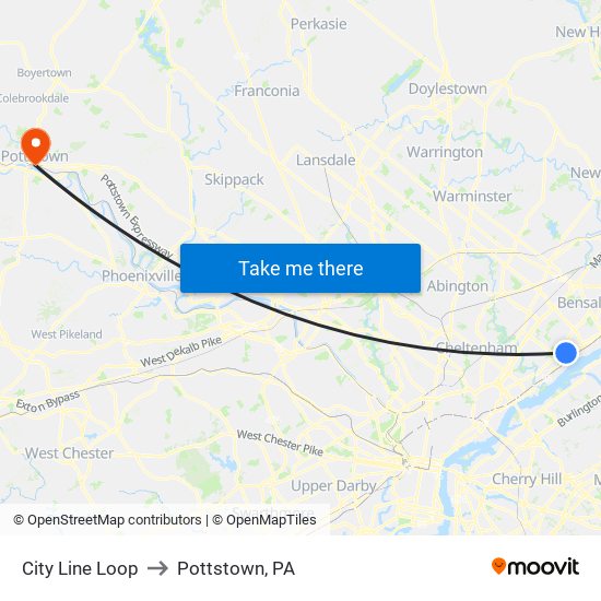City Line Loop to Pottstown, PA map