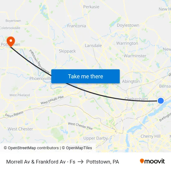 Morrell Av & Frankford Av - Fs to Pottstown, PA map