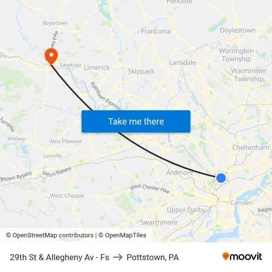 29th St & Allegheny Av - Fs to Pottstown, PA map