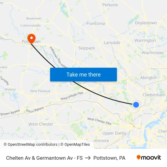 Chelten Av & Germantown Av - FS to Pottstown, PA map