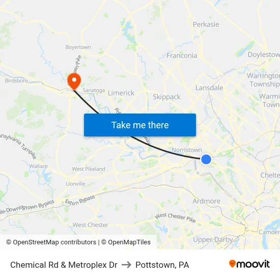 Chemical Rd & Metroplex Dr to Pottstown, PA map