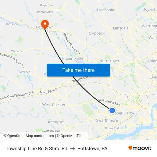 Township Line Rd & State Rd to Pottstown, PA map