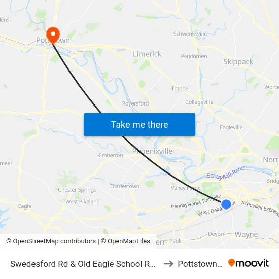 Swedesford Rd & Old Eagle School Rd - Mbns to Pottstown, PA map