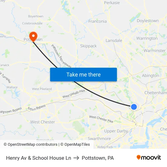 Henry Av & School House Ln to Pottstown, PA map