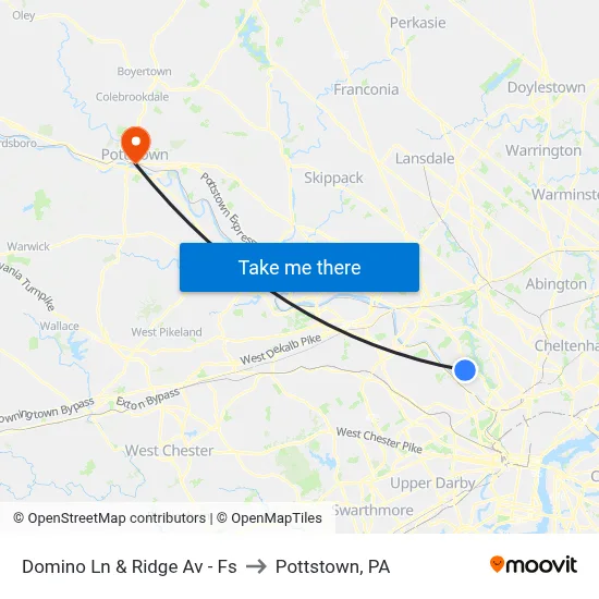 Domino Ln & Ridge Av - Fs to Pottstown, PA map