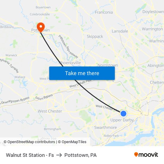 Walnut St Station - Fs to Pottstown, PA map