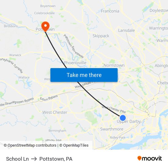 School Ln to Pottstown, PA map