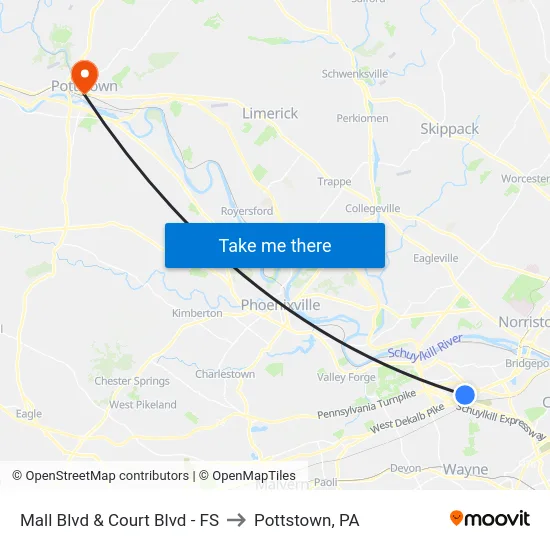 Mall Blvd & Court Blvd - FS to Pottstown, PA map