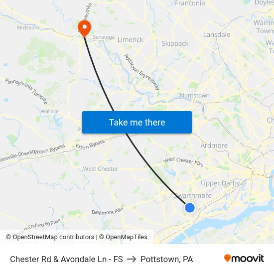 Chester Rd & Avondale Ln - FS to Pottstown, PA map