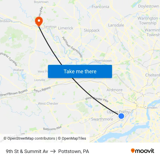 9th St & Summit Av to Pottstown, PA map