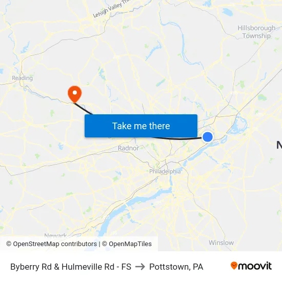 Byberry Rd & Hulmeville Rd - FS to Pottstown, PA map