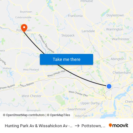 Hunting Park Av & Wissahickon Av - FS to Pottstown, PA map