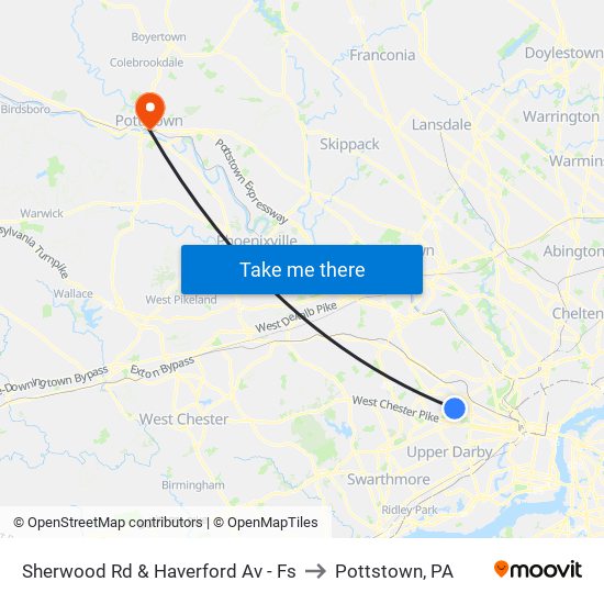 Sherwood Rd & Haverford Av - Fs to Pottstown, PA map