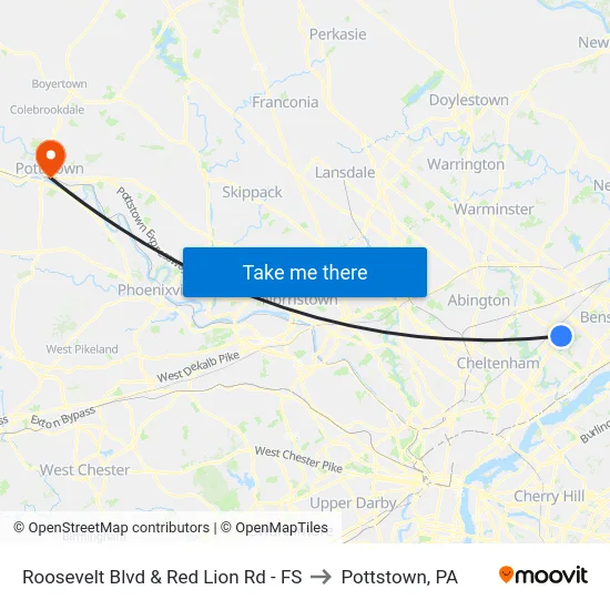 Roosevelt Blvd & Red Lion Rd - FS to Pottstown, PA map