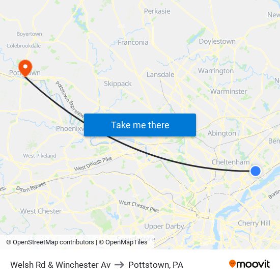 Welsh Rd & Winchester Av to Pottstown, PA map