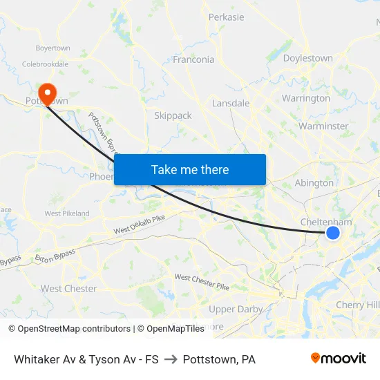 Whitaker Av & Tyson Av - FS to Pottstown, PA map