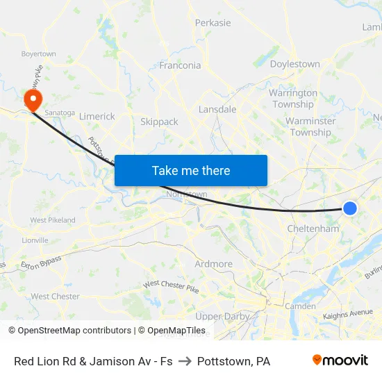 Red Lion Rd & Jamison Av - Fs to Pottstown, PA map
