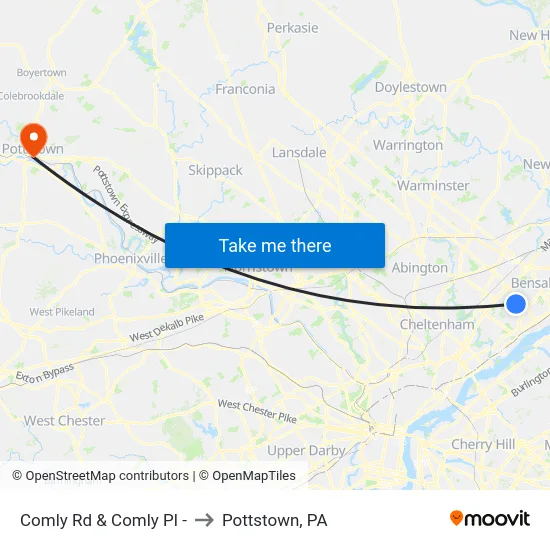 Comly Rd & Comly Pl - to Pottstown, PA map