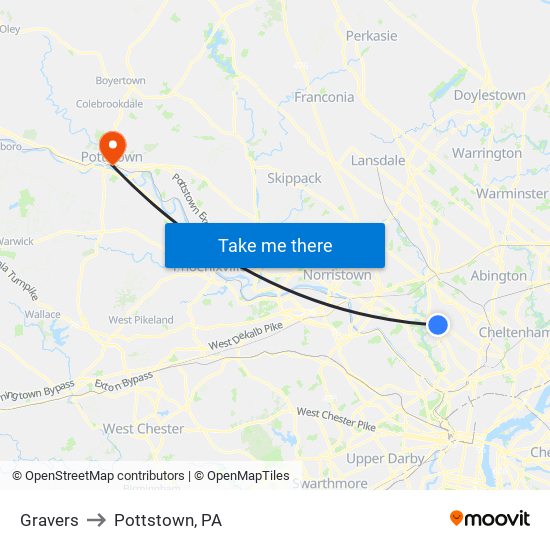 Gravers to Pottstown, PA map