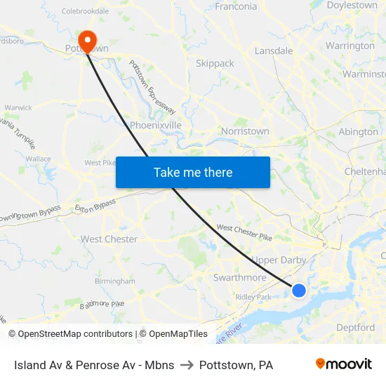 Island Av & Penrose Av - Mbns to Pottstown, PA map