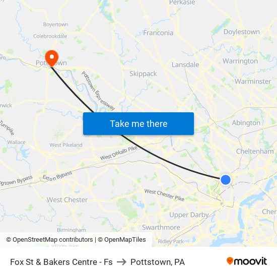 Fox St & Bakers Centre - Fs to Pottstown, PA map