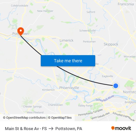 Main St & Rose Av - FS to Pottstown, PA map