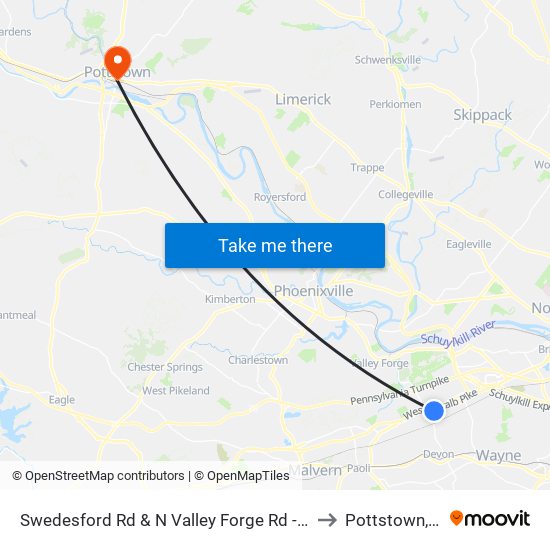 Swedesford Rd & N Valley Forge Rd - Mbfs to Pottstown, PA map