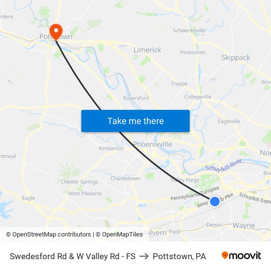 Swedesford Rd & W Valley Rd - FS to Pottstown, PA map